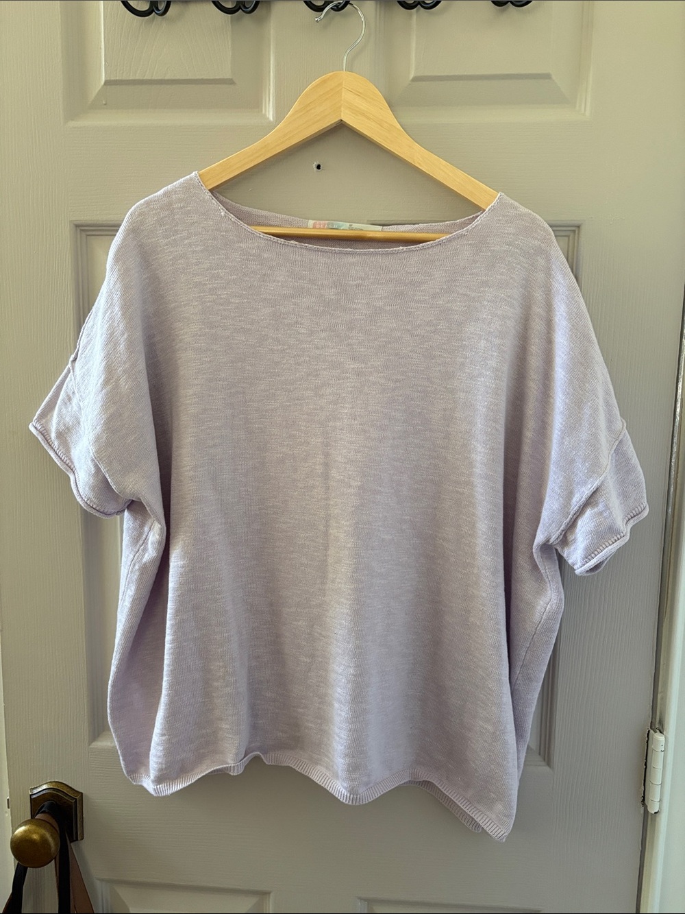 Free People Lavender Short Sleeve Knit Top Sweater Tee